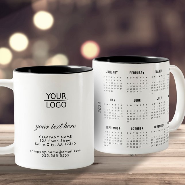 Caneca De Café Em Dois Tons Adicionar Logotipo Personalizado Calendário da Emp (Criador carregado)