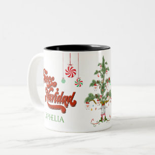 Caneca De Café Em Dois Tons Adicionar Nome Fleece Navidad Merry Christmas Shep
