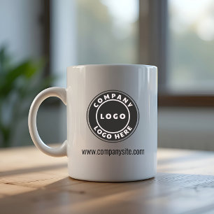 Caneca De Café Em Dois Tons Adicione o logotipo da sua empresa e o site da emp