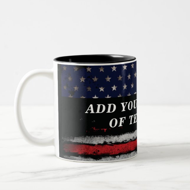 Caneca De Café Em Dois Tons Adicione seu próprio texto ao sinalizador american (Esquerda)