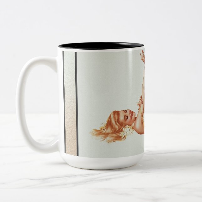 Caneca De Café Em Dois Tons Admiração de Arte Rapariga de Alberto Vargas (Esquerda)