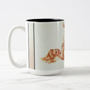 Caneca De Café Em Dois Tons Admiração de Arte Rapariga Pin-up por Alberto Va