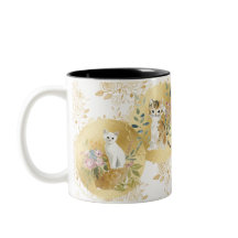 Adorable Cats Mug Gold White Watercolor