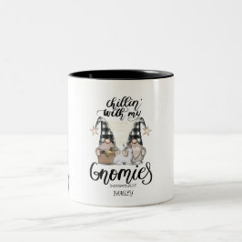 Caneca De Café Em Dois Tons Adoráveis Gnomes Fofos Xadrez Preto de Búfalo