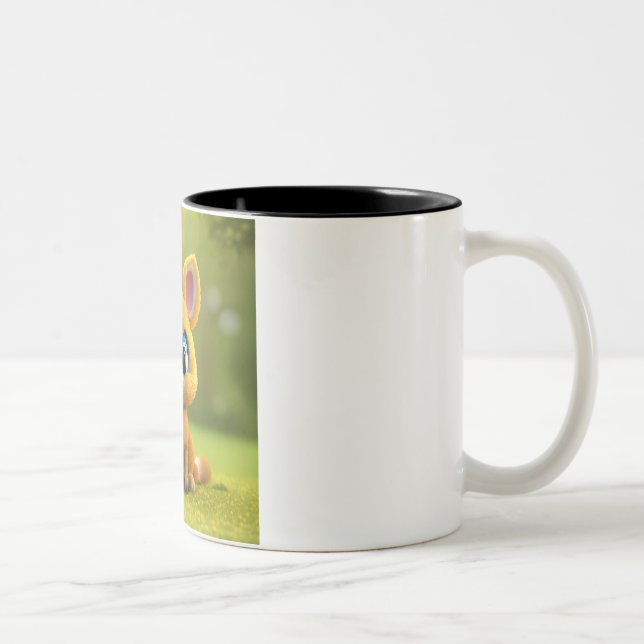 Caneca De Café Em Dois Tons "Adorável Bebê Raposa-Raposa" (Direita)
