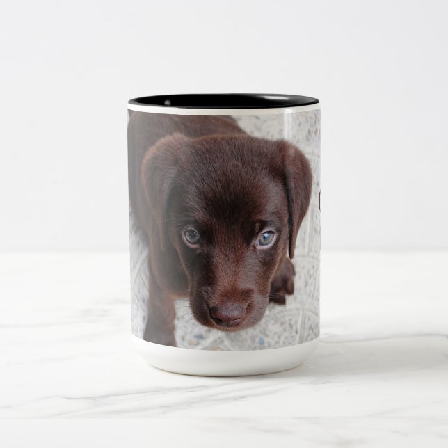 Caneca De Café Em Dois Tons Adorável cachorrinho Labrador Retriever (Centro)