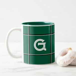 Caneca De Café Em Dois Tons Adorável Desenho Quadrado Inicial Decorativo em Ve