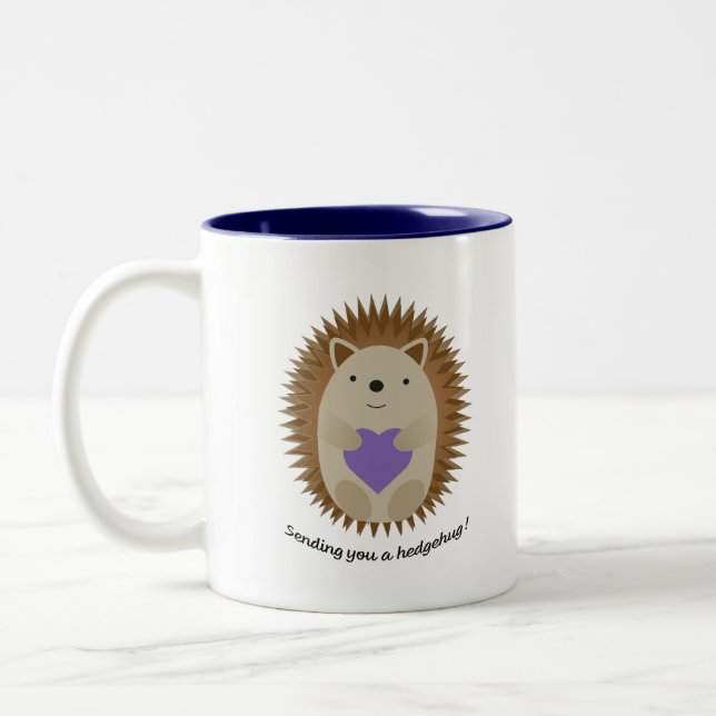 Caneca De Café Em Dois Tons Adorável Enviando-Lhe Um Hedgehog Hedgehug (Esquerda)