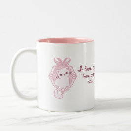 Caneca De Café Em Dois Tons Adorável "Eu Amo Gatos" Macio