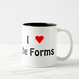 Caneca De Café Em Dois Tons Adoro a caneca de 2 tons preta dos Formulários (