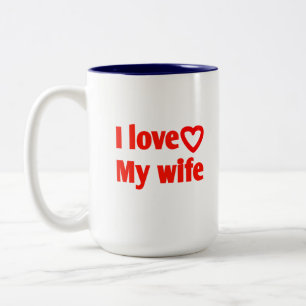 Caneca De Café Em Dois Tons Adoro a minha mulher - Presente Romântico para a e