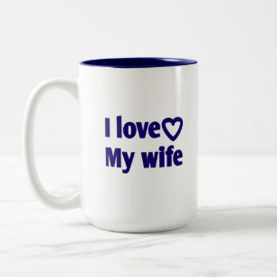 Caneca De Café Em Dois Tons Adoro a minha mulher - Presente Romântico para a e