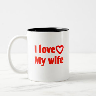 Caneca De Café Em Dois Tons Adoro a minha mulher - Presente Romântico para a e