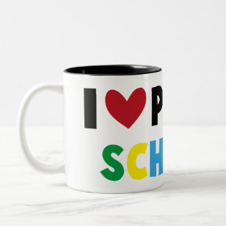 Caneca De Café Em Dois Tons Adoro Escolas Públicas Ensino Estudante Mug