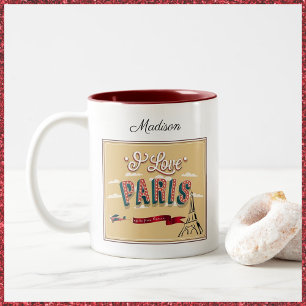 Caneca De Café Em Dois Tons Adoro Poster vintage de Paris