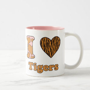 Caneca De Café Em Dois Tons Adoro tigres, caneca de café de dois tons