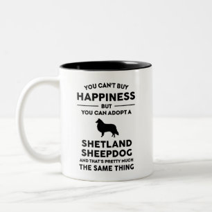 Caneca De Café Em Dois Tons Adotar uma Felicidade de Sheepdog Shetland