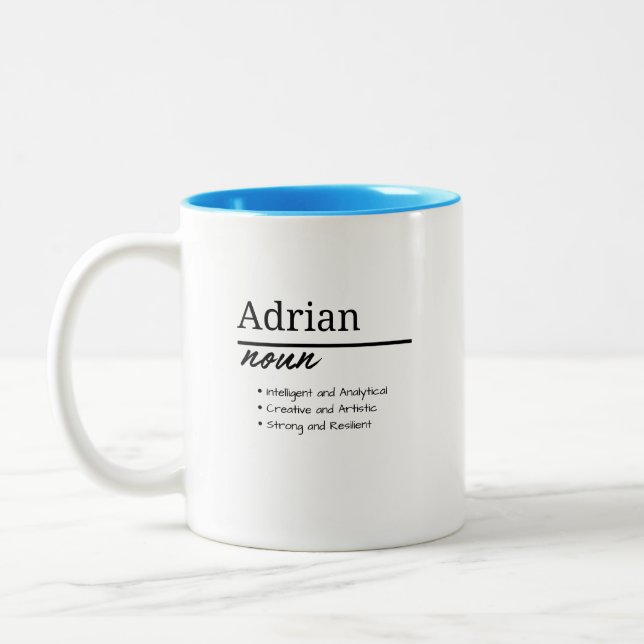 Caneca De Café Em Dois Tons Adrian, Definição de Nomes Personalizados de Menin (Esquerda)