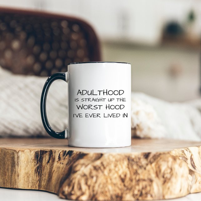 Caneca De Café Em Dois Tons Adulthood Modern Funny & Sarcastic Morning  (Criador carregado)