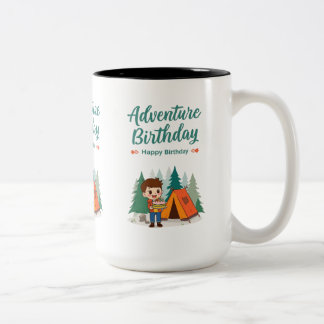 Caneca De Café Em Dois Tons Adventure Birthday Camping Kids Art