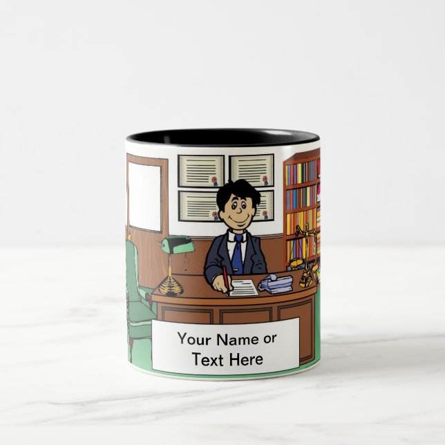 Caneca De Café Em Dois Tons Advogado Personalizado, Procurador - Cartoon Mascu (Centro)