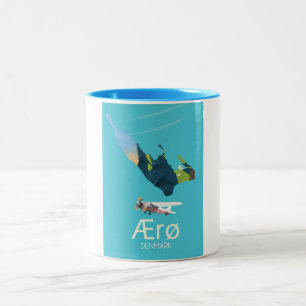 Caneca De Café Em Dois Tons Ærø, poster de viagens do mapa de Dinamarca