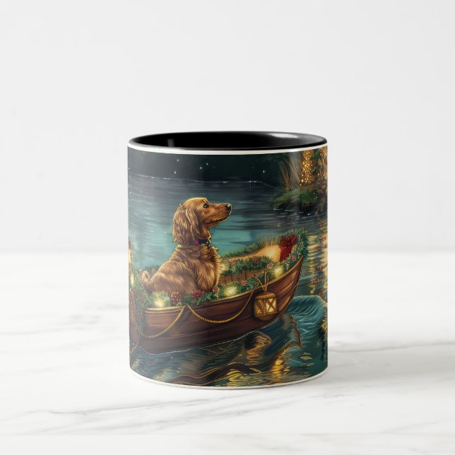 Caneca De Café Em Dois Tons Afghan Hound Christmas Festive Voyage (Centro)