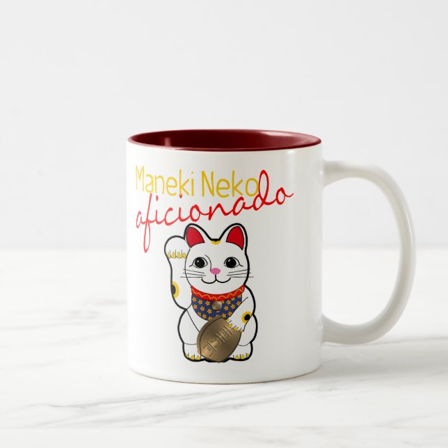 Caneca De Café Em Dois Tons Aficionado de Maneki Neko (Direita)