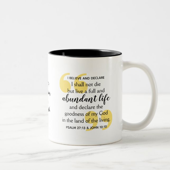 Caneca De Café Em Dois Tons Afirmação Cristã Positiva ABUNDANTE LIFE (Direita)