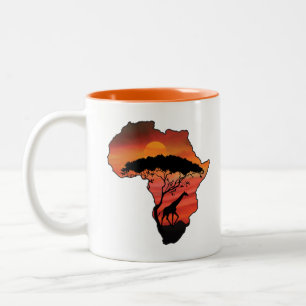 Caneca De Café Em Dois Tons Africa and Giraffe