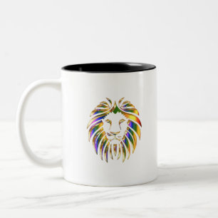 Caneca De Café Em Dois Tons África Arte Animal Grande Gato Leão Cromático Colo