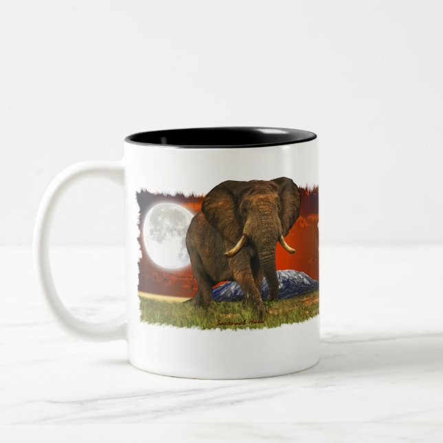 Caneca De Café Em Dois Tons Afro-Elefante e Savannah Moon (Esquerda)