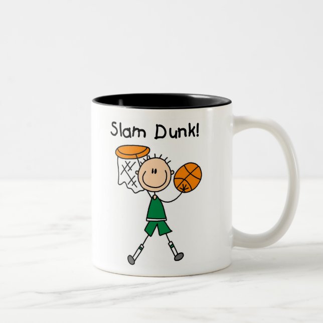Caneca De Café Em Dois Tons Afundanço do basquetebol dos meninos (Direita)