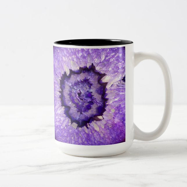 Caneca De Café Em Dois Tons Ágata roxa Geode de Falln (Direita)