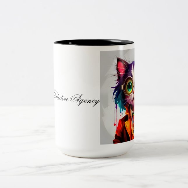 Caneca De Café Em Dois Tons Agência de Detetive Funny Tabbykin (Centro)