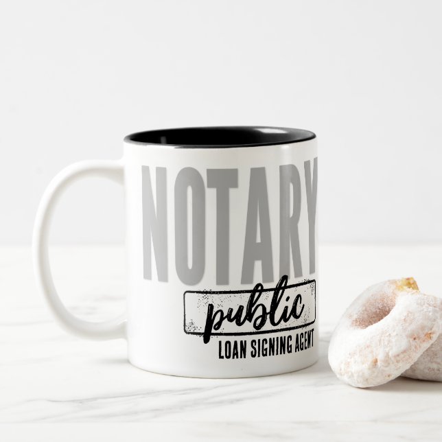 Caneca De Café Em Dois Tons Agente de Assinatura de Empréstimo Público Notário (Com Donut)
