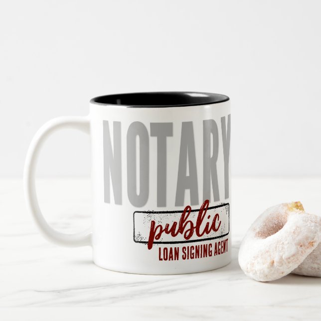 Caneca De Café Em Dois Tons Agente de Assinatura de Empréstimo Público Notário (Com Donut)