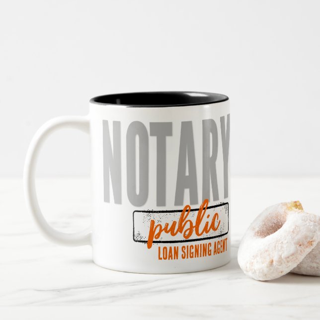 Caneca De Café Em Dois Tons Agente de Assinatura de Empréstimo Público Notário (Com Donut)