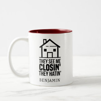 Caneca De Café Em Dois Tons Agente Imobiliário Personalizado Piada de Aposenta