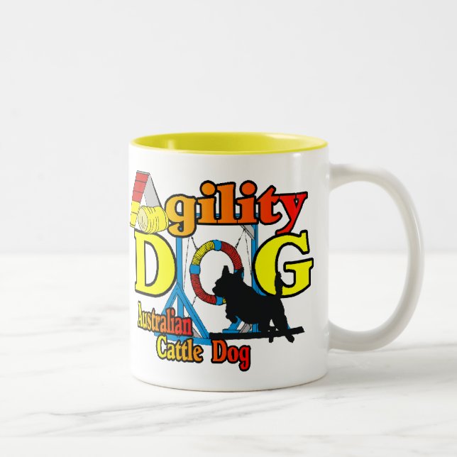 Caneca De Café Em Dois Tons Agilidade dos Cães de Bovinos Australianos (Direita)
