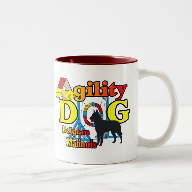Caneca De Café Em Dois Tons Agilidade dos presentes malinois belgas (Direita)