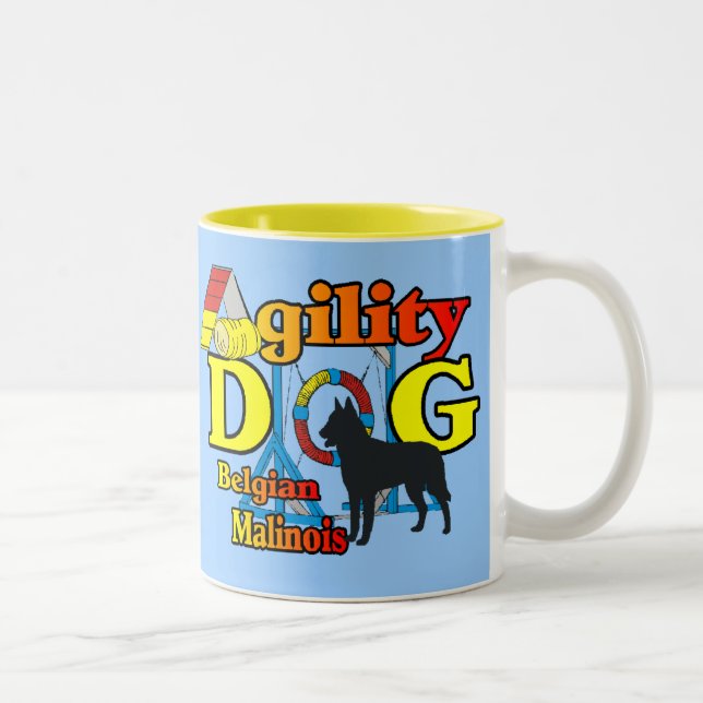 Caneca De Café Em Dois Tons Agilidade dos presentes malinois belgas (Direita)
