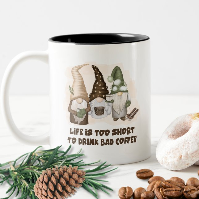 Caneca De Café Em Dois Tons Agnomes divertidos de Natal em aquarela (Criador carregado)