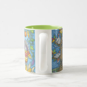 CANECA DE CAFÉ EM DOIS TONS AGRADECIMENTO COLETA 3 ILUSTRAÇÕES TURCAS MUG