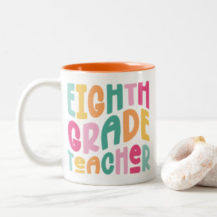 Caneca De Café Em Dois Tons Agradecimento Colorido para Professores do Oitavo