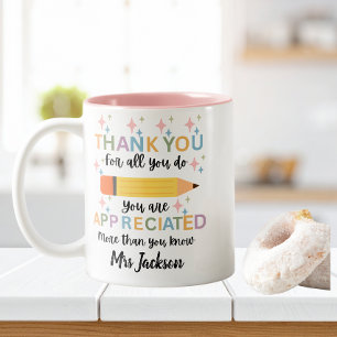 Caneca De Café Em Dois Tons Agradecimento personalizado ao professor agradecen