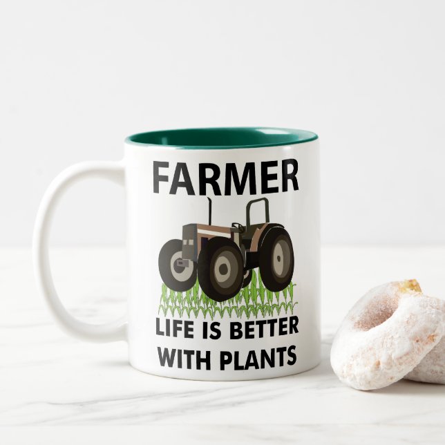 Caneca De Café Em Dois Tons Agricultor (Com Donut)