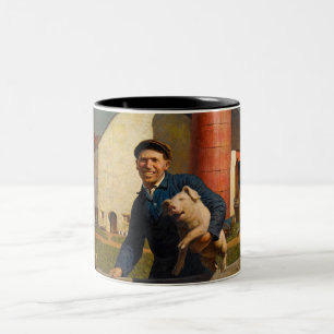 Caneca De Café Em Dois Tons Agricultor da Pensilvânia por Newell Convers Wyeth