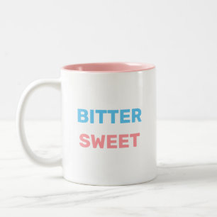 Caneca De Café Em Dois Tons Agridoces em texto turquesa e rosa de duas cores C