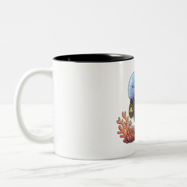Caneca De Café Em Dois Tons Água-viva Lanterna Oceânica (Esquerda)
